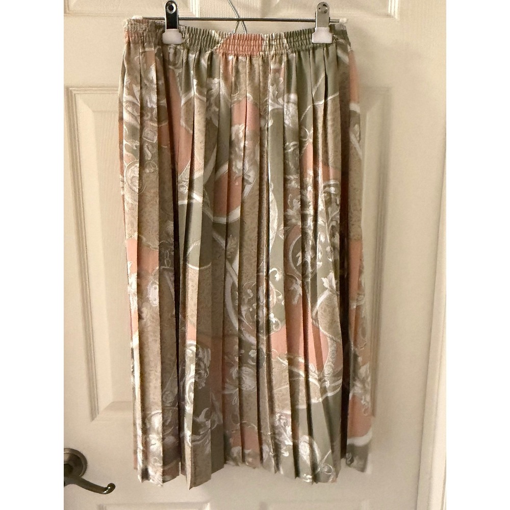 Alfred Dunner Floral Scroll Print Pleated Midi Skirt Size 12